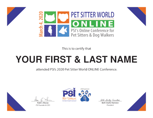 2020 PSW Online Conference Attendee Certificate